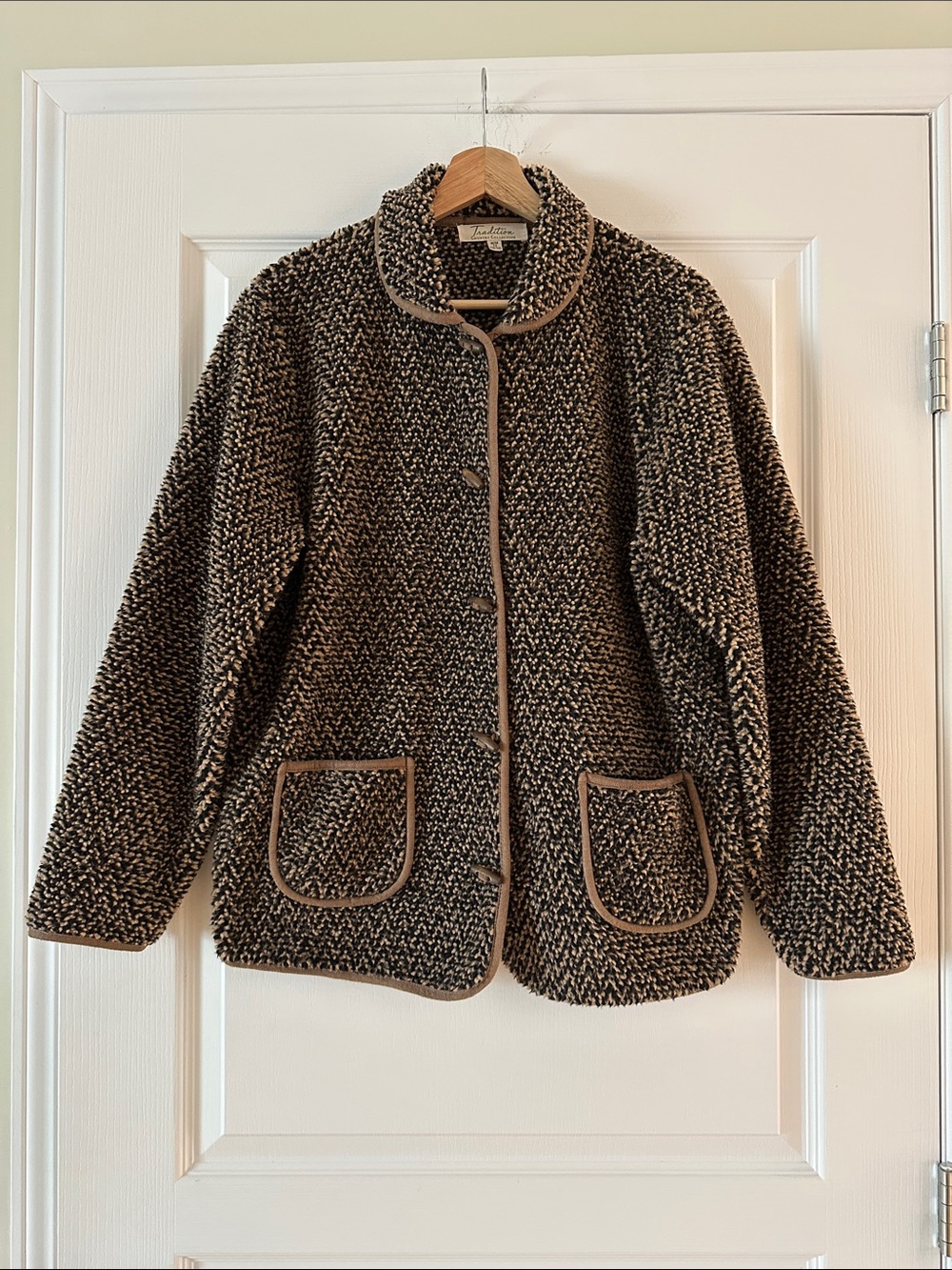 Tradition Country Collection Brown Cozy Teddy Bouclé Jacket, Size Medium 10-12